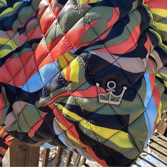 Oliver Thomas Orange Tropical Tote with matching insert pouch Reversible - Picture 4 of 7